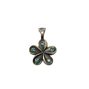 BICO Australia Silver Plated Flower Pendant w/ Blue Swarovski Crystals
